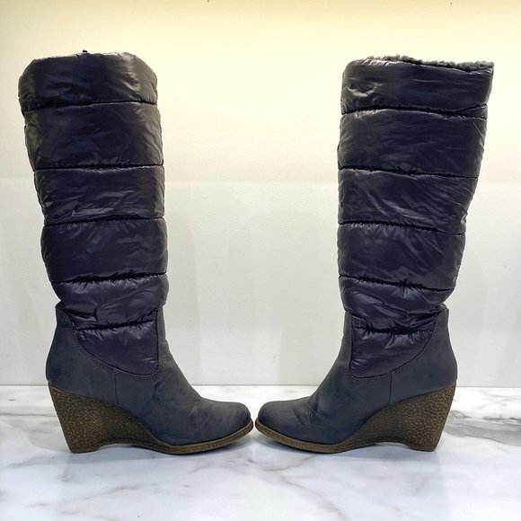 Steve Madden Grey Puffy Winter Heeled Boots - Picture 5 of 13
